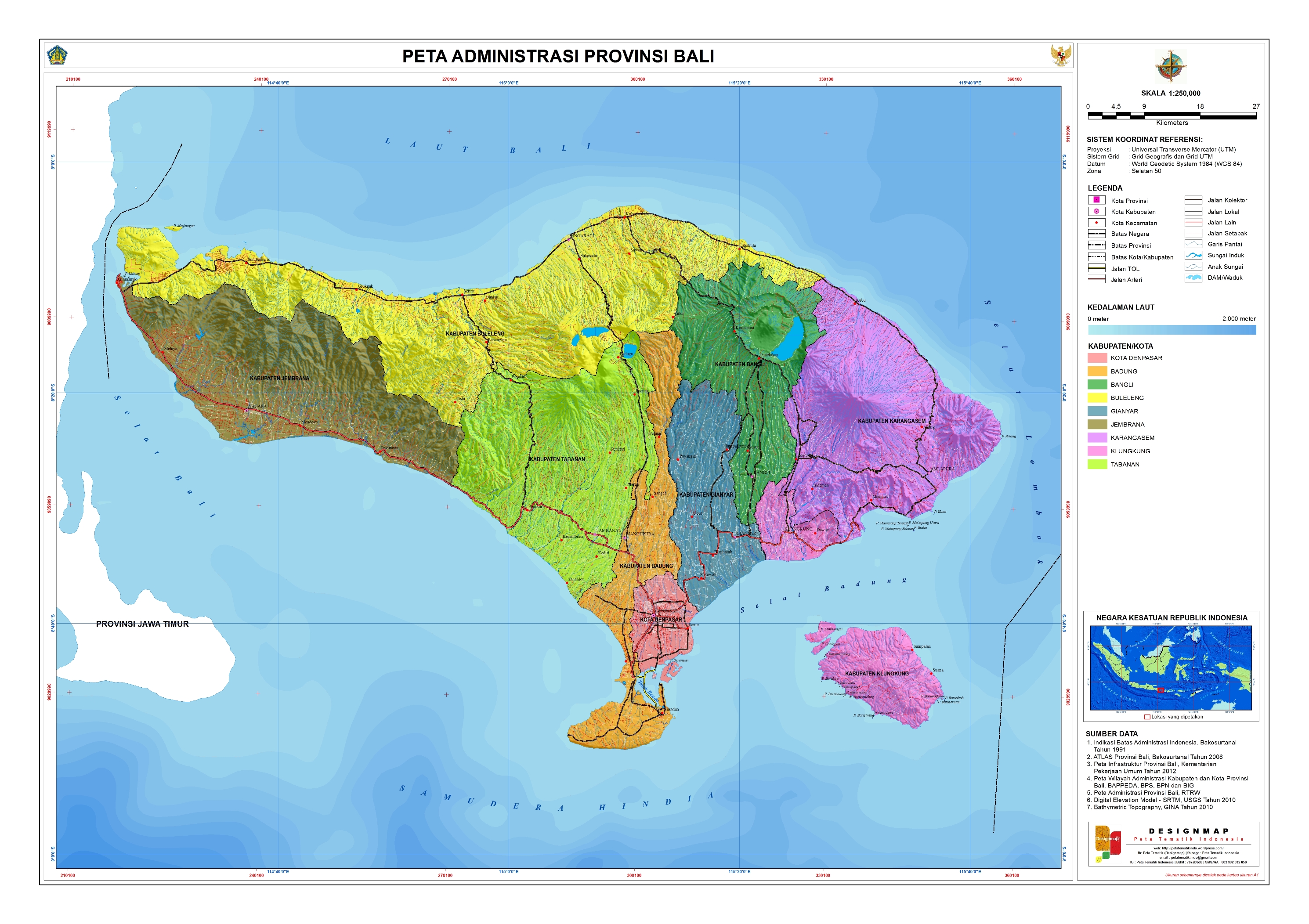 Administrasi Provinsi Bali  Peta Tematik Indonesia