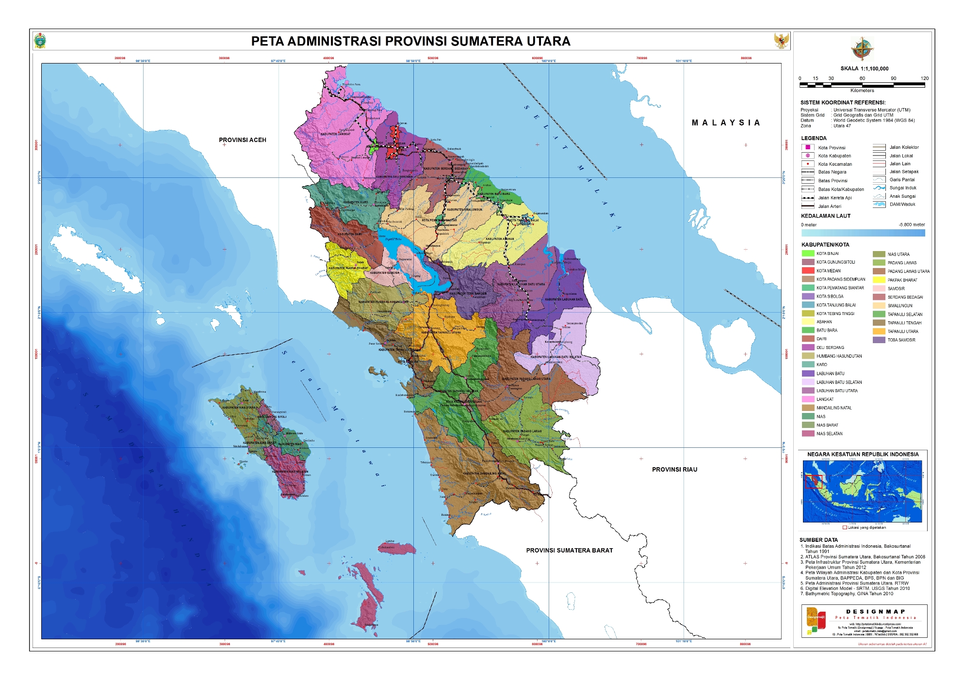 Administrasi Provinsi  Sumatera  Utara  Peta  Tematik Indonesia